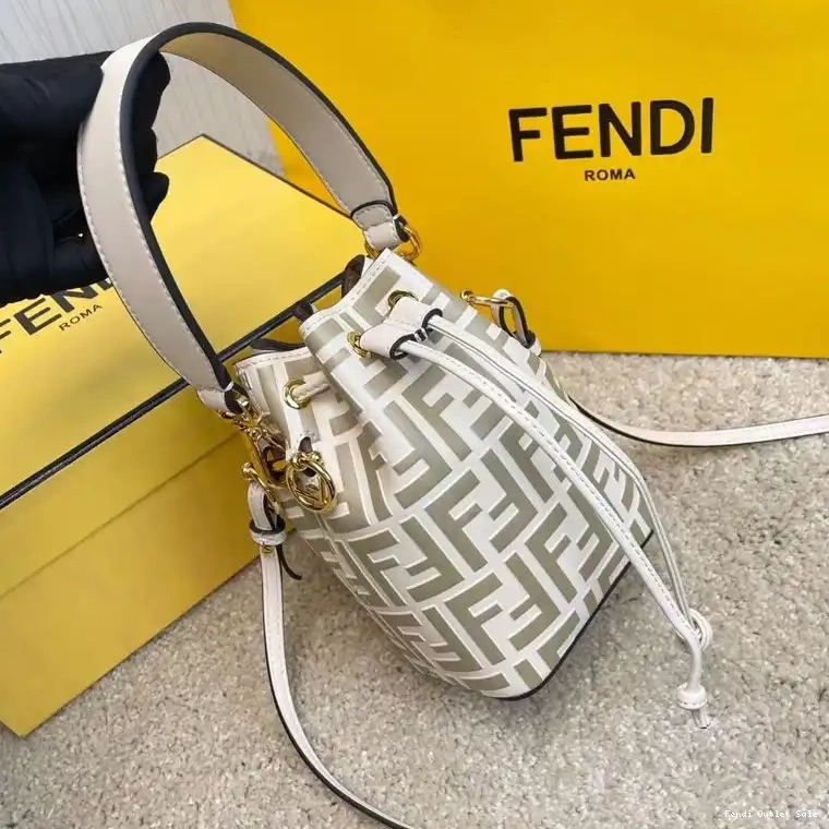Cheap Motif Bag White FF In Mini Mon Calf Tresor Fendi Bucket Leather 0608